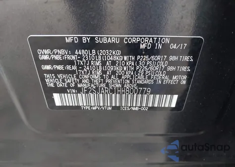 2017 Subaru Forester 2.5I Limited z USA, uszkodzony, nr VIN JF2SJARC1HH800779